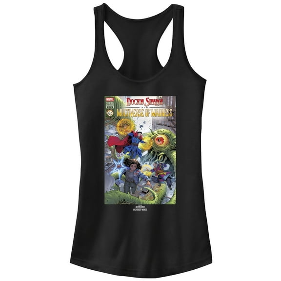 Junior's Marvel Doctor Strange in the Multiverse of Madness Modern Comic Cover  Racerback Tank Top Black Medium