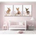thumbnail image 4 of Hieng 3 Pcs Safari Animals Nursery Canvas Wall Art Girl Animal Floral Woodland Watercolor Prints Pictures Wall Decor Rabbit Fox Deer Watercolor Poster Printing Artwork for Girls Room Home Decoration, 4 of 6