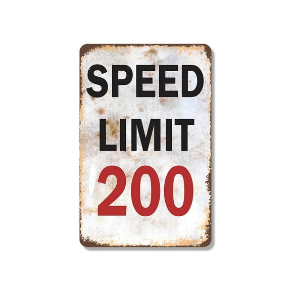Speed Limit 200 12 Inch x 18 Inch Metal Sign Novelty Aluminum Durable Weatherproof UV Protected Perfect for Garages Workshops Fun Gag Gift for Speed Enthusiasts Crafted in the USA