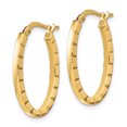 thumbnail image 2 of 14 Karat Yellow Gold Striped Edge Oval Hoop Earrings, 2 of 5