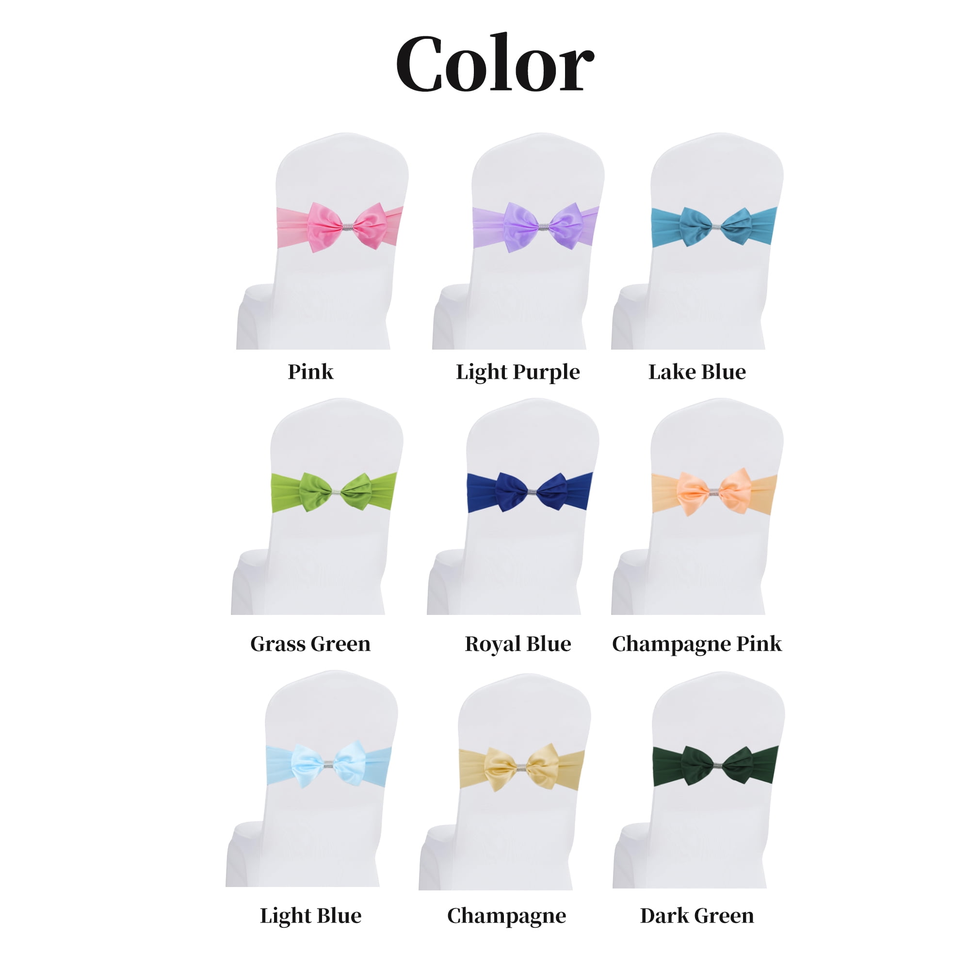 Unique Bargains 10 Pcs Chair Sashes Bow Stretch Chair Cover Band with Buckle Slider