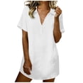 thumbnail image 3 of Horkkom Shirt Dresses for Women Short Sleeve V Neck Mini Dresses Summer Beach Sundresses L, 3 of 9