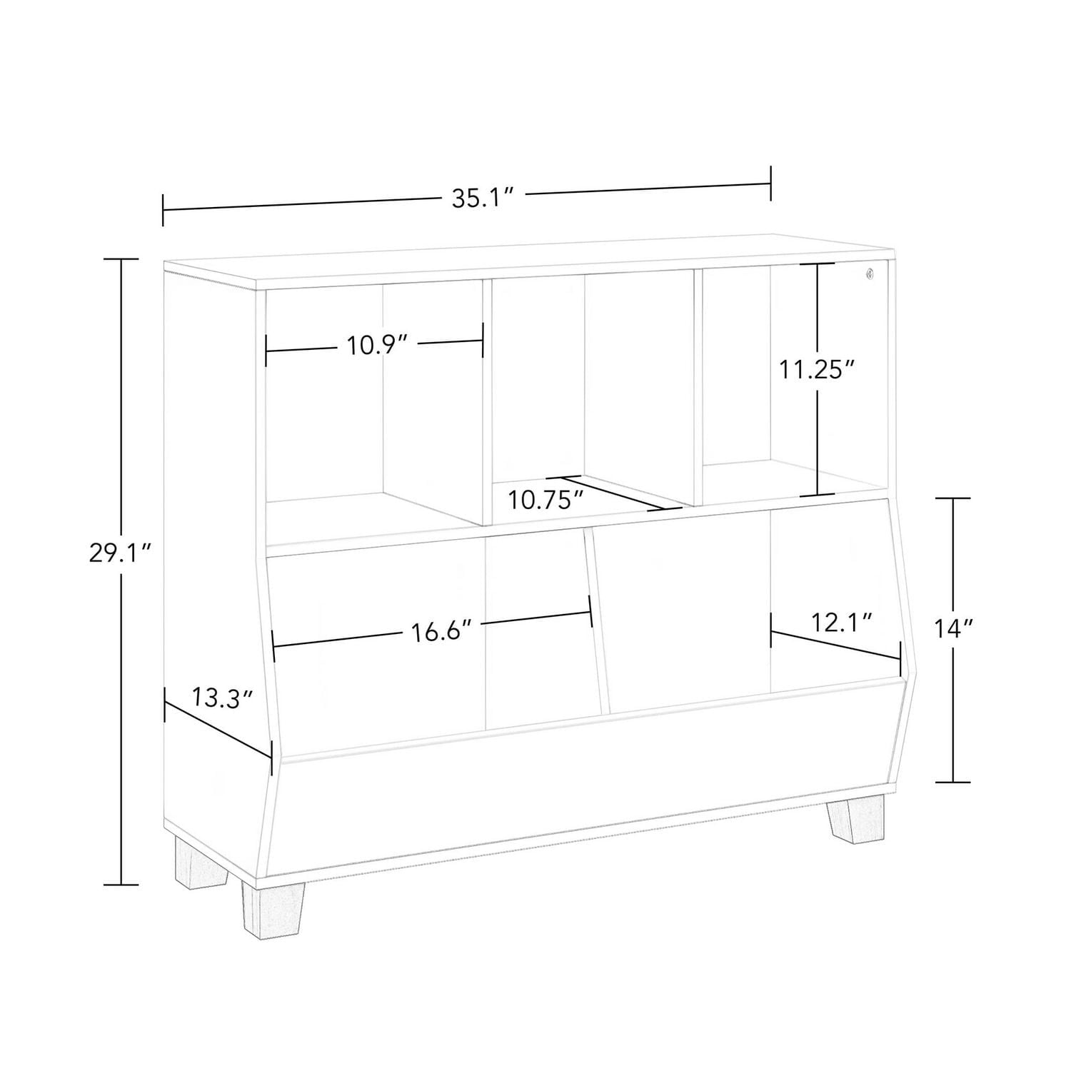 Kids Catch-All Multi-Cubby 35" Toy Organizer and 2 Bins