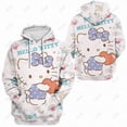 thumbnail image 1 of Chandail à Capuchon Ample à Imprimé Hello Kitty pour Femmes, style Collège, Chandail d'Été à Col Rond, Haut à Manches Longues avec Imprimé d'Ours Amusant HOEMLIN, 1 of 5