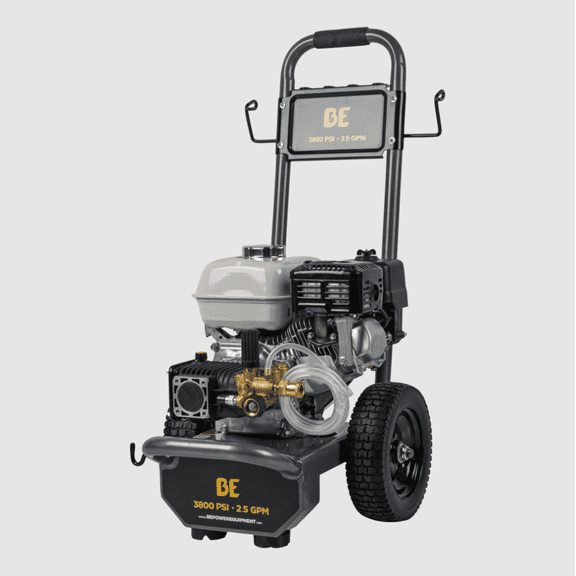 BE Power Equipment 3800 PSI 2.8 GPM Cold Water Gas Pressure Washer Honda GX200 Engine and Triplex Pump