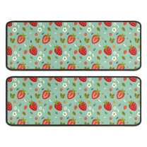 Kitchen Rugs Sets Of 2,Strawberry Plants Fruit Flower Leaf Green Pattern Anti Fatigue Kitchen Mat Rugs Non Slip Washable,Decorative Kitchen Floor Mats for Kitchen,Sink,Laundry,17"x47" 17"x47"