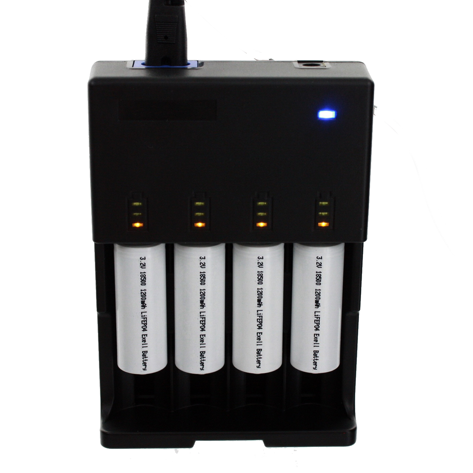 Battery Charger Kit INCLUDES 4pc 18500 1200mAh LiFePO4 3.2V Batteries