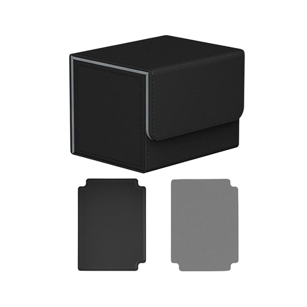 Caja de almacenamiento para barajas de cartas, contenedor para cartas coleccionables, caja para cartas de juego Negro Gris