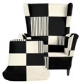 thumbnail image 2 of HUISEFOR Wingback Chair Covers, Stretch Wingback Armchair Slipcover, 2 Piece, 1 Wing Cover & 1 Cushion Cover, Full Protection, Black White Block Stripe, 2 of 7