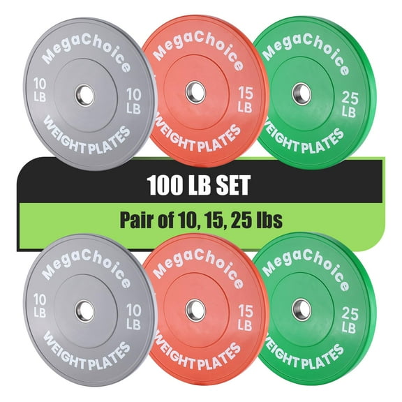 Ataucjin Color Bumper Plates,Rubber Weights Plate with Metal Insert, 2-Inch Universal Fit, Ideal for Strength Training and Fitness Workouts(10LB 15LB 25LB)*2pcs