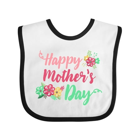 

Inktastic Happy Mothers Day with Flowers Gift Baby Boy or Baby Girl Bib