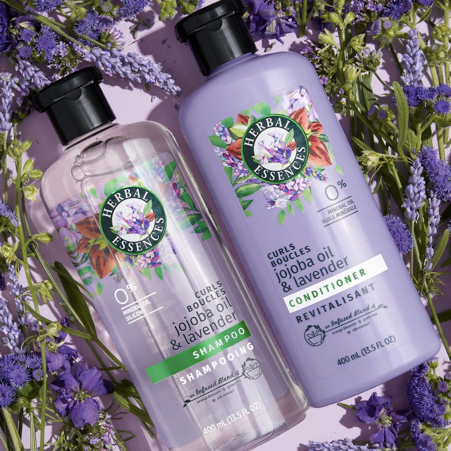 Revitalisant Herbal Essences pour cheveux bouclés, huile de jojoba et lavande 13,5 oz liq./400 mL