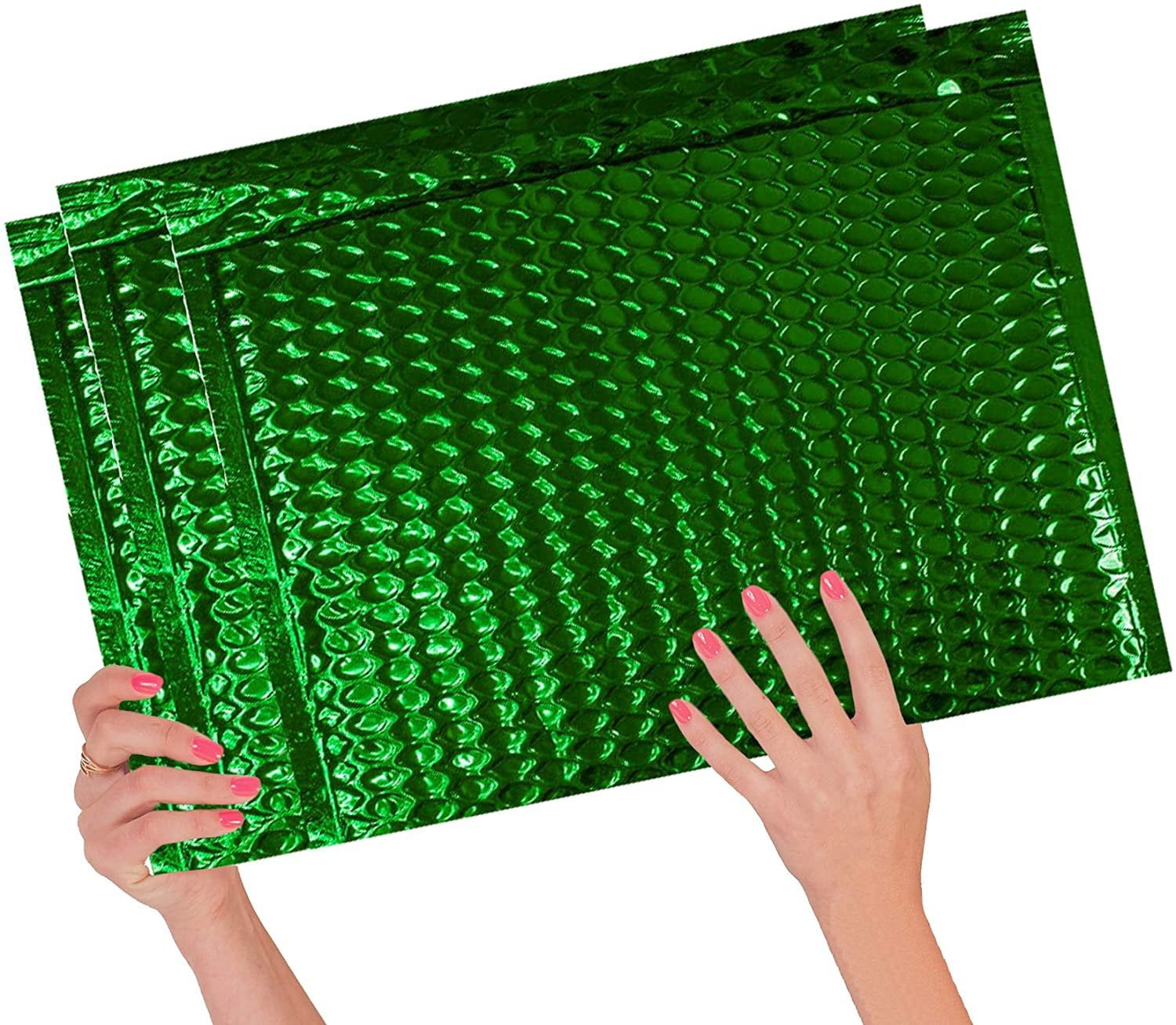 Metallic Bubble mailers 12.75 X 10.5. Green Padded envelopes 12 3/4 x