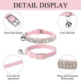 thumbnail image 4 of Miaocao 2 Pack Diamond Cat Collar with Bells and Safety Belt, Adjustable Soft Velvet Kitten Collar with Bling Heart Jewelry, Cute Purple & Pink Cat Collars for Girls & Boys(Neck Girth 8"-10"), 4 of 7