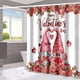 thumbnail image 5 of Cortina de ducha de San Valentín con ganchos | Diseño romántico de rosas rojas y gnomos con forma de corazón | Tejido de poliéster resistente al agua para decoración de baño, 5 of 6