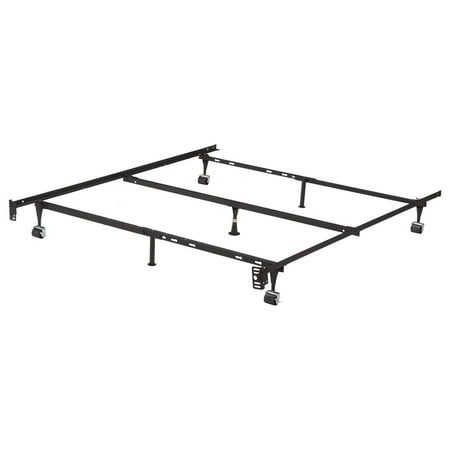 

7-Leg Adjustable Metal Bed Frame with Center Support Rug and Locking Wheels for Queen/Full/Full XL// XL Beds