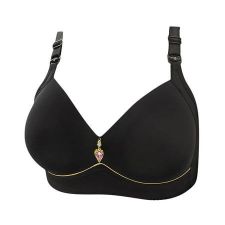 Bigersell Full Figure Bras for Women Plus Size Sale Sports Bras for Girls Balconette Bra Style B3393 V-Neck Lightly Lined Bras Hook and Eye Bra Closure Regular Size Tshirt Bras No Underwire Black 3XL