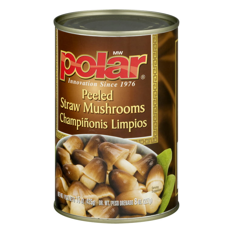 MW Polar Peeled Stir Fry Straw Mushrooms, Broken Pieces, 15 oz Can 