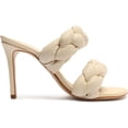 thumbnail image 2 of Schutz Soo White Leather Braided Straps Slip On Open Toe Stiletto Heeled Sandals (Eggshell, 8), 2 of 3