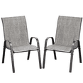 thumbnail image 4 of ELPOSUN Patio Chairs Set of 2, Outdoor Stackable Dining Chairs for All Weather, Breathable Garden Outdoor Furniture for Backyard Deck,Light Grey, 4 of 6