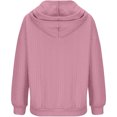 thumbnail image 6 of WTOBBY Women's Solid Color Cable Knit Hoodie, Drawstring Casual Pullover, Soft Fleece Lined Sweatshirt with Front Pocket for Hands Warming Comfort,Pink 2XL, 6 of 6