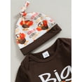 thumbnail image 6 of Wassery Baby Thanksgiving Clothes for Boys Girls Infant 3PCS Casual Fall Outfit 6M 12M 18M 24M Newborn Long Sleeve Romper Top +Turkey Sweatpants +Hat, 6 of 9