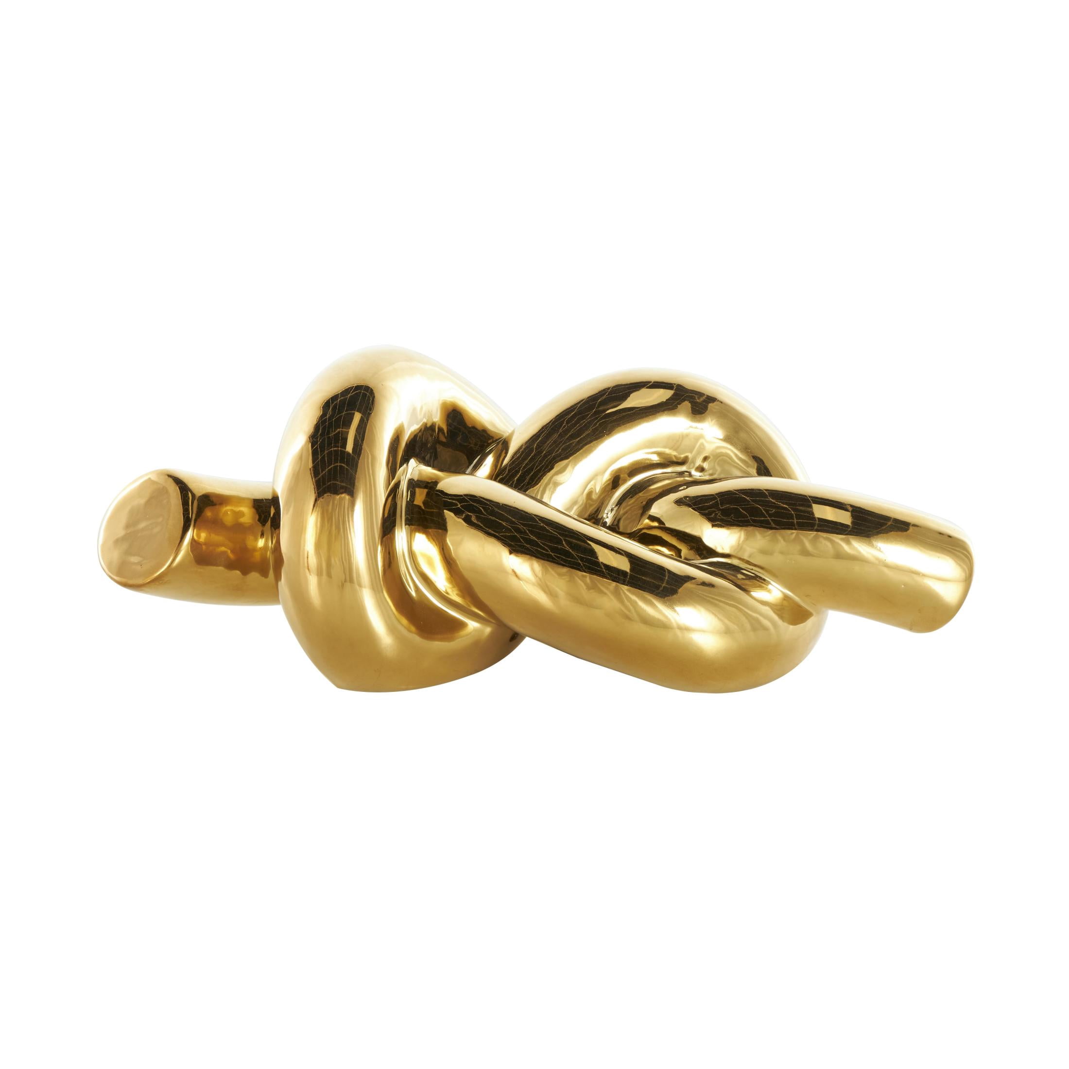 12" x 4" Gold Ceramic Knot Sculpture, by DecMode