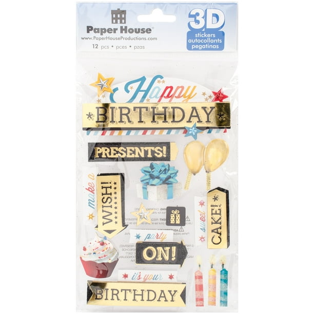 Paper House Stickers 3D 4.5"x8.5"-Bon Anniversaire 2