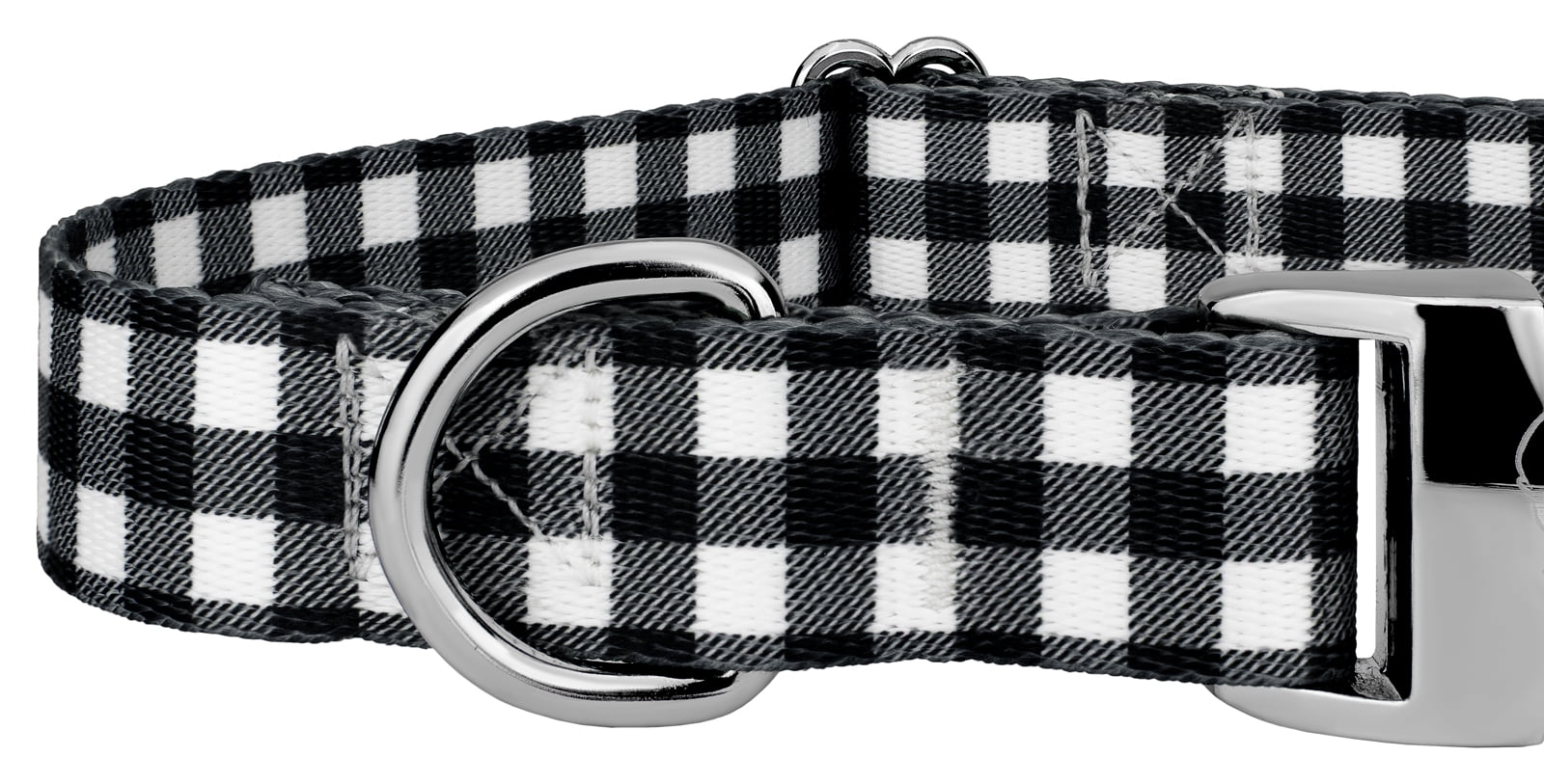 Plaid Dog Collar, Black & Taupe / Large