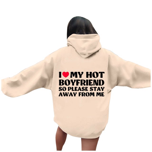 Bmisegm Sweat à Capuche Graphique à Manches Longues pour Femmes Pull à Cordon de Serrage Khaki L