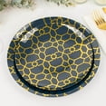thumbnail image 2 of Efavormart 20 Pack Set | Navy Blue With Geometric Gold Foil Print Dinner & Dessert Plates - 9" Dinner Plate & 7" Dessert, Appetizer, Salad Plates, 2 of 5