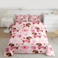 thumbnail image 2 of Homewish Cartoon Dachshund 3-Piece Full Size Comforter Sets For Children Teens Girls,Kawaii Dogs Bedding Comforter Set,Love Heart Print Lightweight Bedding Sets,Breathable Home Decor,Reversible, 2 of 8