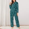 thumbnail image 2 of KLL Tropical Pineapple Print Women's Long Sleeve Pajamas with Pants Sleepwear Loungewear 2 Set-Large, 2 of 7