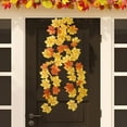 Artificial Flowers Bulk,Coolmade Unlit Artificial Autumn Hanging Fall Maple Leaf Garlands Orange