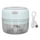 thumbnail image 1 of Mini picador de ajo, hoja de acero inoxidable, grado alimenticio, potencia fuerte, carga USB, triturador de ajo eléctrico, 100 ml (3,4 x 2 x 1,9 pulgadas) verde, 1 of 5