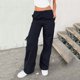 thumbnail image 1 of WILLBEST Pantalones Casuales para Mujer, Vaqueros Holgados de Cintura Alta, Cargo, Holgados, Rectos, de Pierna Ancha, con Bolsillos para Uso Diario. Mediana, 1 of 6