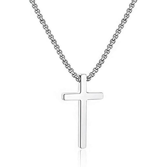 Fashionable, minimalist, personalized men's and women's smooth cross titanium steel necklace, fashionable and trendy men's hip-hop pendant