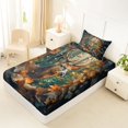 thumbnail image 4 of Castle Fairy Maple Leaves Deer Twin Sheets 3pcs,Autumn Jungle Wildlife Bedding,Rust Brown Cream,1 Fitted Sheet, 1 Flat Sheet and 1 Pillowcase, 4 of 6
