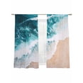 thumbnail image 2 of Teal Blue Sheer Curtains 63 Inches Long 2 Panels Beige Gradient Sea Wave Abstract Beach Scenery Light Filtering Semi Sheer Window Curtains Drapes for Bedroom Living Room 52"x63", 2 of 7