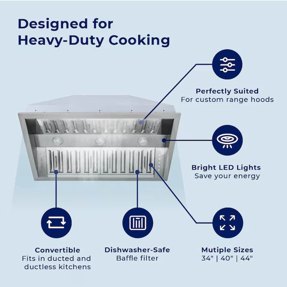 HAUSLANE INR300SS34 34 inch Stainless Convertible Undercabinet Range Hood Insert