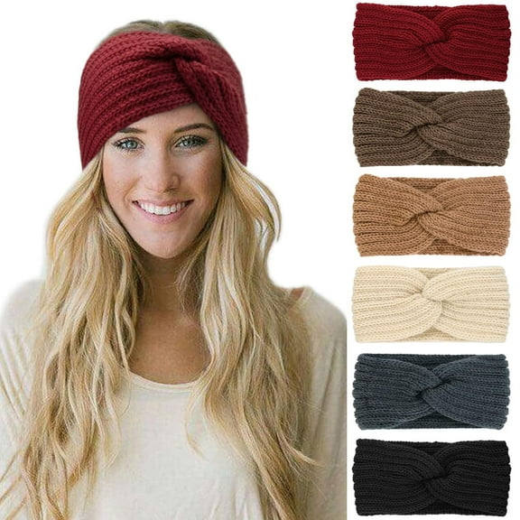 6 Pack Crochet Ear Warmer Headband Soft knit Turban Stretch Headbands Warmer for Women Winter Accessories