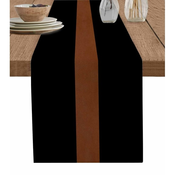 Table Runner 72 Inches Long for Kitchen Dining, Black Brown Dresser Scarf Farmhouse, Dining Table Decorations for Wedding/Parties, Contemporary Boho Modern Art 14 x 72 In