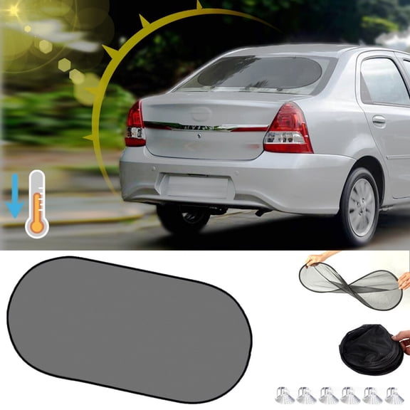 KANCOKIT Foldable Rear Car Windshield Sun Shade, UV Protection Universal Mesh Back Window Sunshade with Suction Cups for Children & Pet