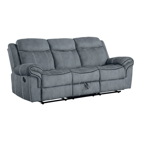 ACME Zubaida Velvet Reclining Sofa with USB Dock in 2-Tone Gray