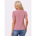 thumbnail image 4 of DARING DIVA Women's Short Sleeve Button Down Peter Pan Collar Plaid Shirt XS Red, 4 of 6