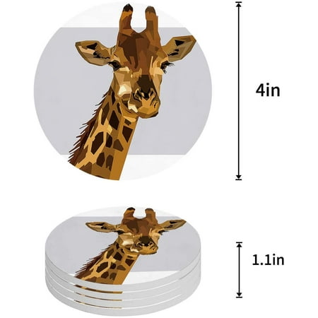 

FMSHPON Giraffe Set of 8 Round Coaster for Drinks Absorbent Ceramic Stone Coasters Cup Mat with Cork Base for Home Kitchen Room Coffee Table Bar Decor