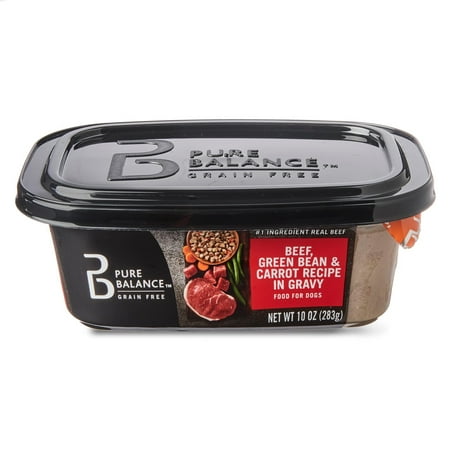 Pure Balance Grain-Free Food for Dogs, Beef, Green Bean & Carrot Recipe in Gravy, 10 oz
