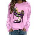 thumbnail image 2 of Xuyuer Women's Carnival Printed Long Sleeved Round Neck Mardi Gras Sweatshirt Carnival Outfits Women Carnival Sweatshirts Fat Tuesday Fashionable Pullover Tops, 2 of 6