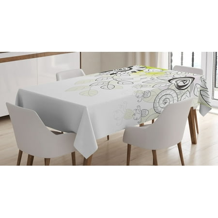 

Flower Tablecloth Artistic Drawing of Wild Field Flora Snails Twigs Leaves Gardening Plants Rectangular Table Cover for Dining Room Kitchen 60 X 90 Inches Black Eggshell Green by Ambesonne