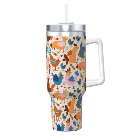 

Sikiie Cute Chickens Insulated Stainless Water Bottle Lid Travel Mug Cup Insulated Tumblers Cup 40oz Ice Bully With Handle